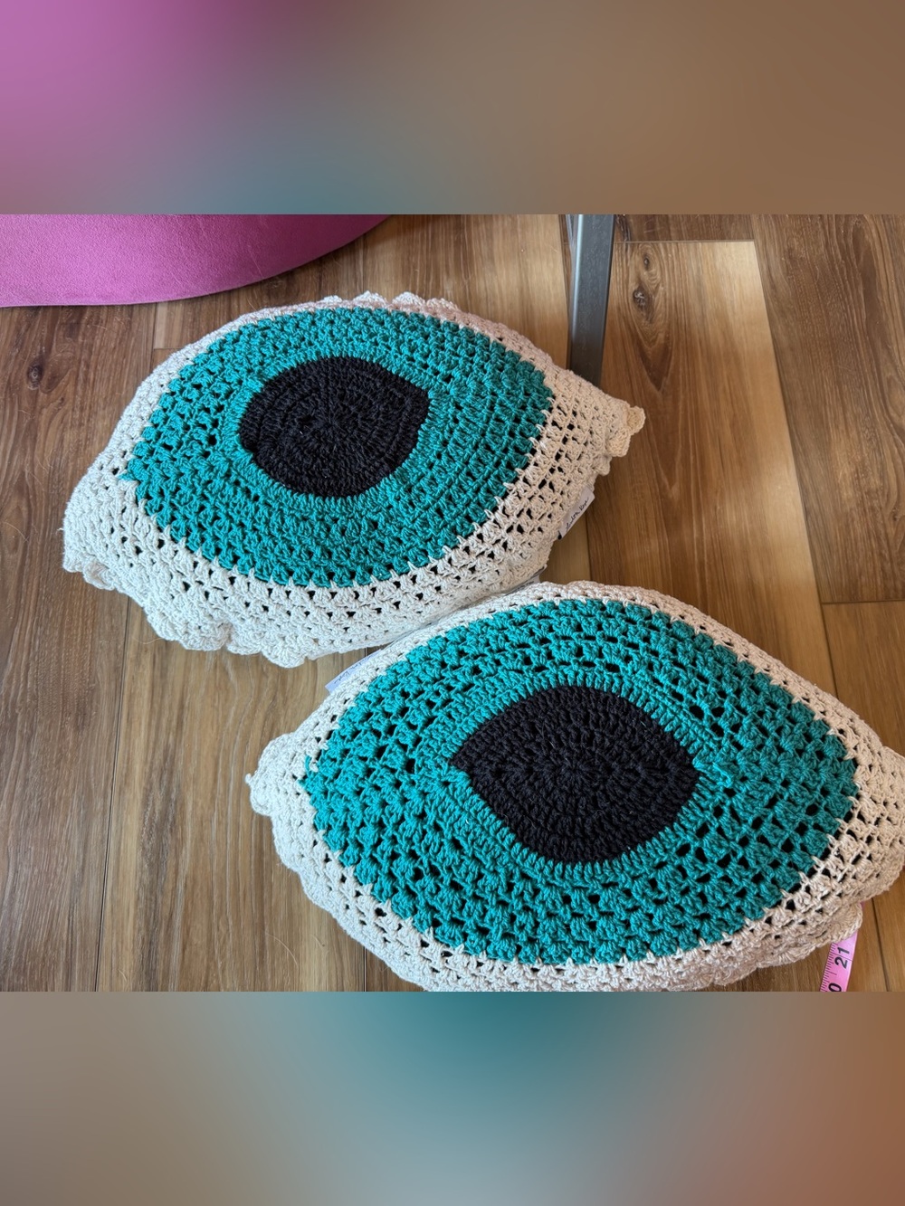 Lavish Kaye Crochet Eye Throw Pillow Pair (2)